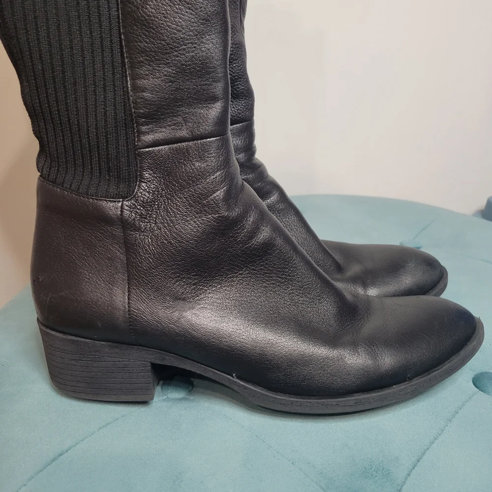 Kenneth Cole  Levon Black Leather Tall Riding Boots Size 10 - Picture 3 of 16